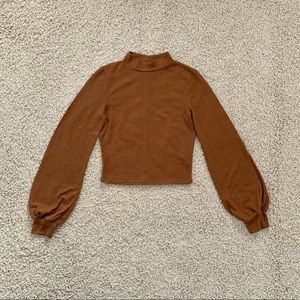 🐻 F21 • Puff-Sleeve Mock Neck Top